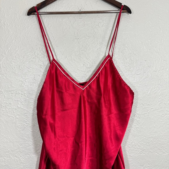 Vtg 90s Anne Stuart Red Satin Chemise 2X Sleepwear‎ Lingerie Intimates Nightgown - Picture 2 of 10
